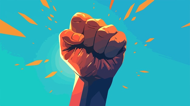 Vector clenched fist protest bold 2d flat cartoon illustration