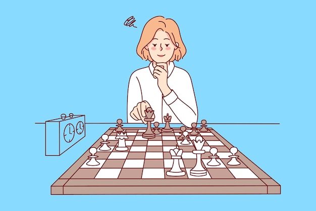 Clever girl playing chess