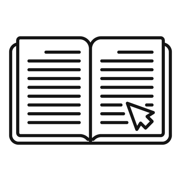 Click on digital book icon outline vector Online reading