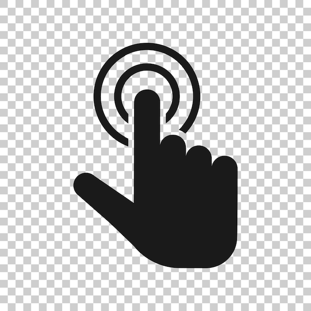 Click mouse icon in transparent style Pointer vector illustration on isolated background Hand push button business concept