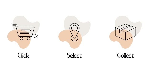 Click select and collect icons symbol Trendy and modern vector illustration in flat style