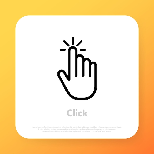 Clicking finger icon. Hand click icon symbol. Hand Pointer. Pointer icons. Cursor line icon. Vector. Click arrow. Cursor icon vector illustration.