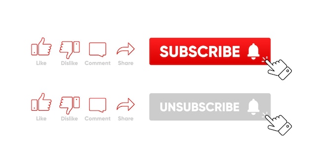 Clicking Subscribe Button Like Comment and Share Icon Set of Channel Subscriptions Marketing Social