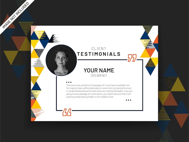 Client or customer testimonial social media post design. Customer service feedback review post