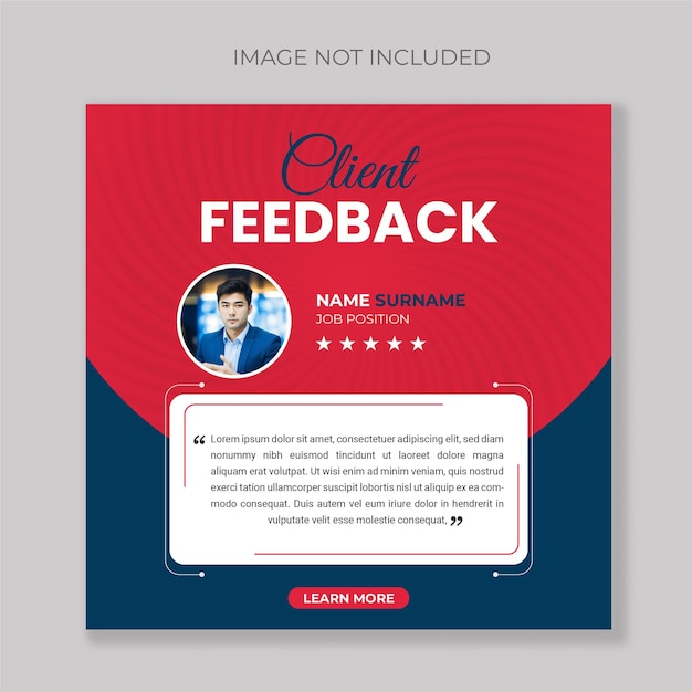 Client feedback or customer testimonial social media post design template