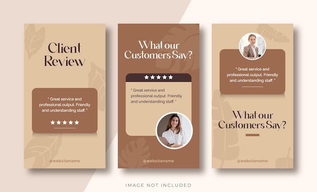 Client Feedback or Review Instagram Story template set vector