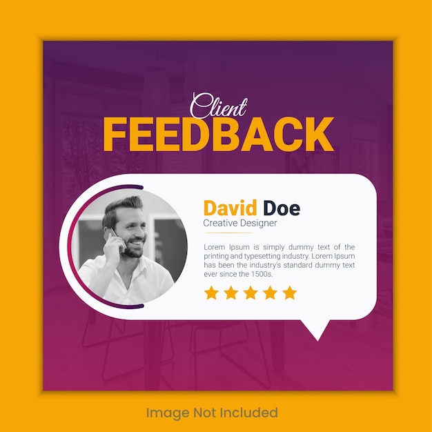 Client feedback testimonial social media post web banner template