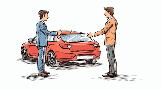 Client Shaking Automobile Dealers Hand in Agreement