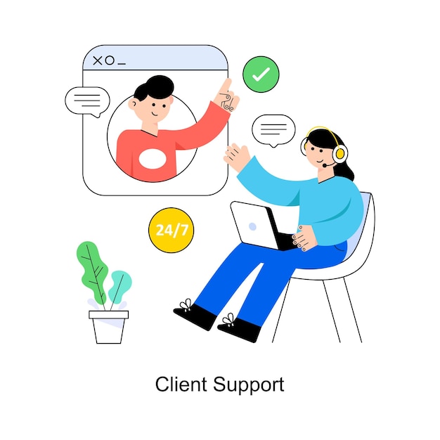 Client Support Flat Style Design Vector illustration Stock illustration