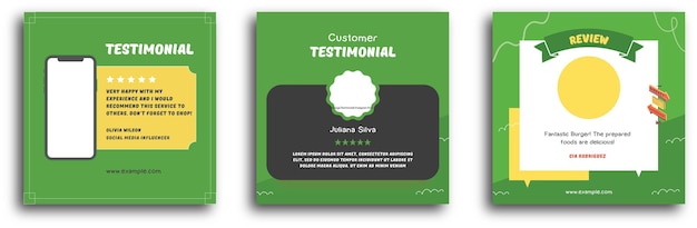 client testimonial social media post design Customer service feedback review social media post