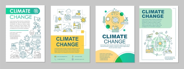 Vector climate change brochure template layout. environmental issues. flyer, booklet, leaflet print design with linear illustrations. vector page layouts for magazines, annual reports, advertising posters