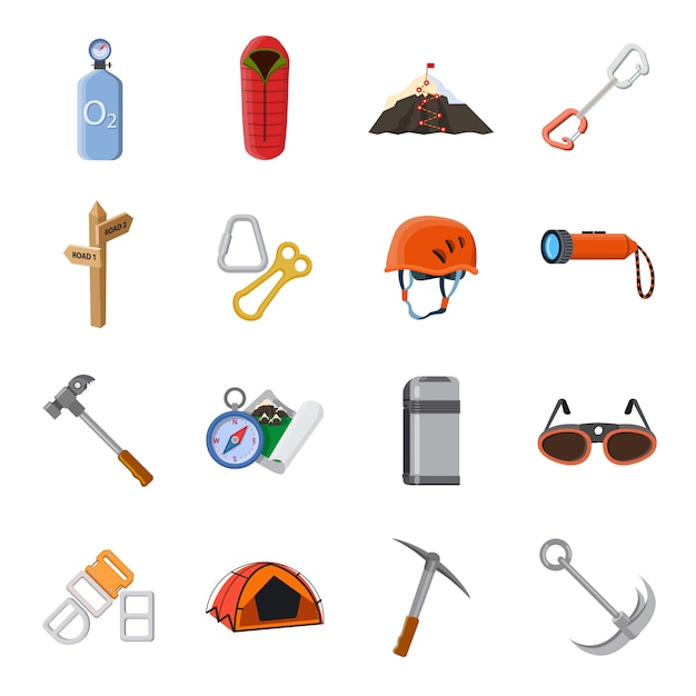 Climber cartoon icon set. 