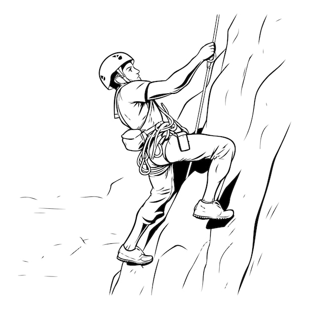 Vector climber on the cliff vector illustration of a man climbing on a cliff