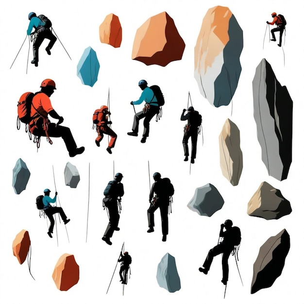 Vector climbing vector set white background isolated a high