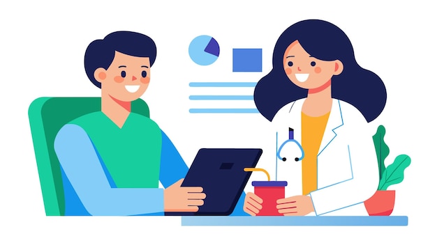 Clinic chamber scene depicting medical diagnostics consultations