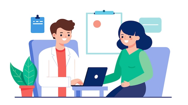 Clinic chamber scene depicting medical diagnostics consultations