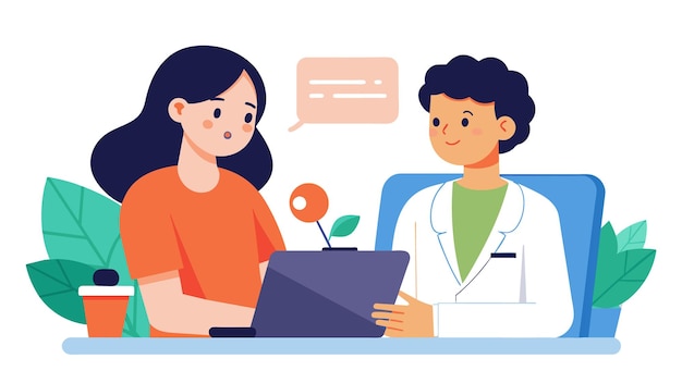 Clinic chamber scene depicting medical diagnostics consultations