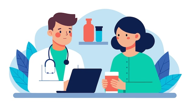 Clinic chamber scene depicting medical diagnostics consultations