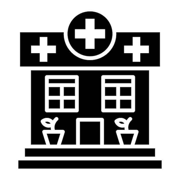 Clinic Glyph Solid Black Illustration