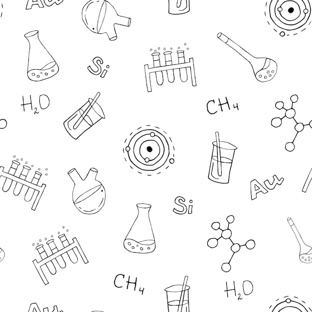 Clinical laboratory sciences doodle drawing pattern