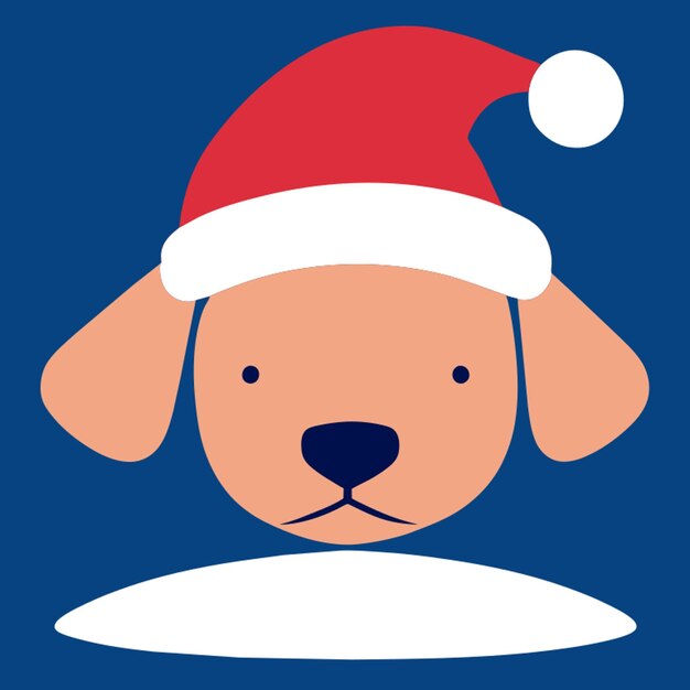 Vector a clip art of cute dog wearing a santa hat clean simple clip art vector illustration flat 2