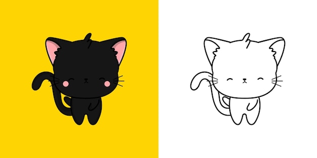 Clipart Bombay Cat Multicolored and Black and White. Cute Clip Art Kitten.