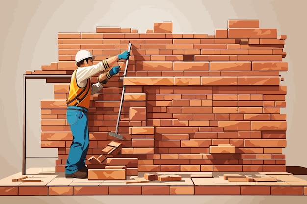 clipart of a brick wall being built