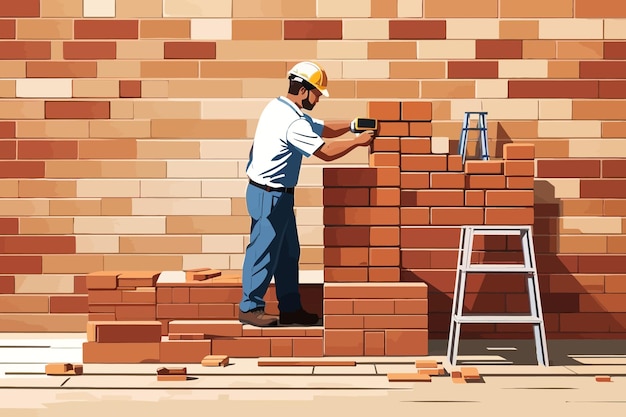 clipart of a brick wall being built