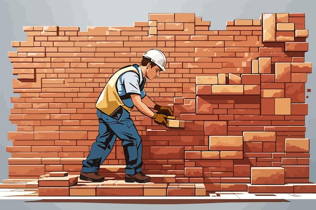 clipart of a brick wall being built