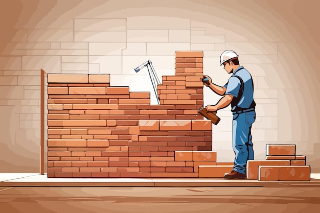 clipart of a brick wall being built