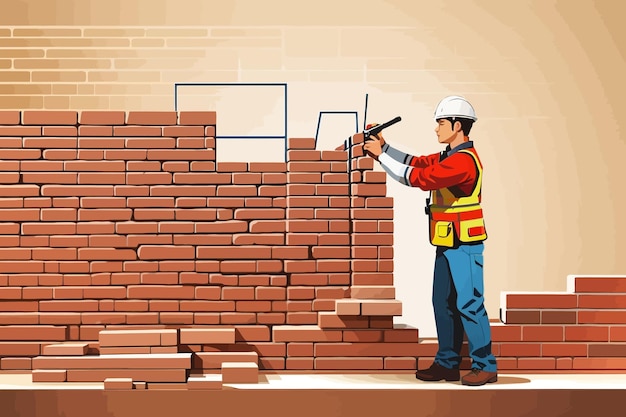 clipart of a brick wall being built