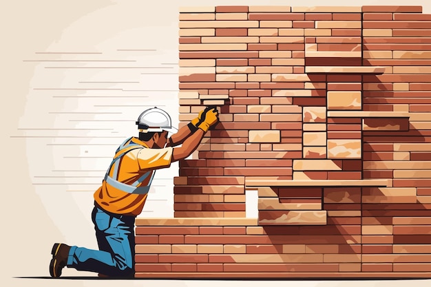 clipart of a brick wall being built