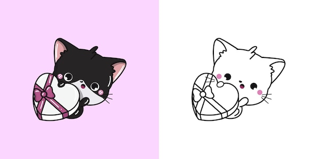 Clipart Cat and Black and White Illustration Cute Clip Art Kitty