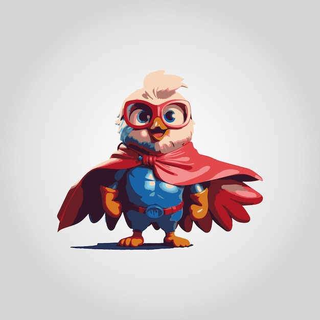 A clipart of a chicken dressed as a superhero print vector illustrations