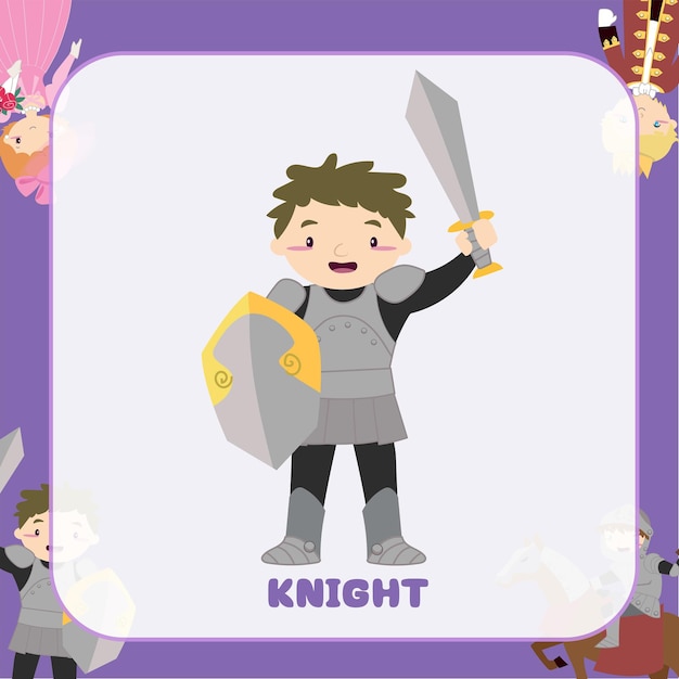 Clipart of cute knight in armour and holding a sword and shield Medieval fairytale kingdoms guard