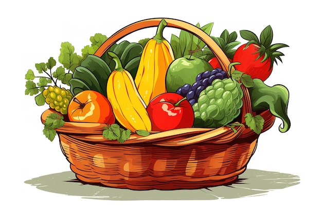 Clipart fruit basket watercolor illustration