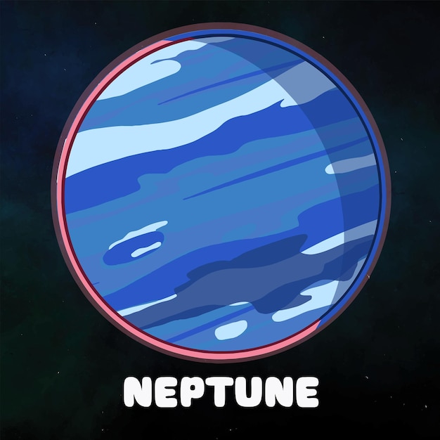 Clipart planet Neptune in solar system Hand drawing vector illustration of planet Neptune