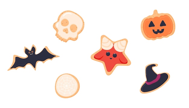 Clipart stickers Halloween candy cooky pumpkin satan bat spider web