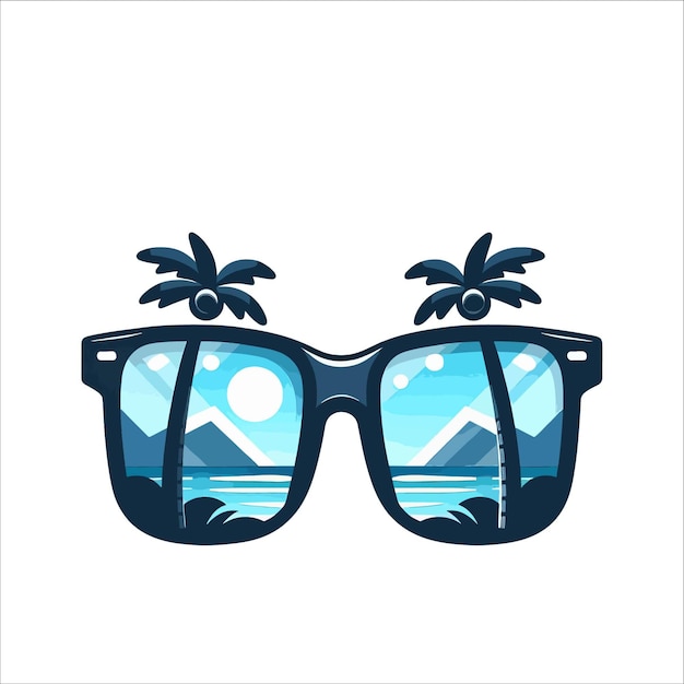 Clipart of sunglasses with palm trees on top of them vector art