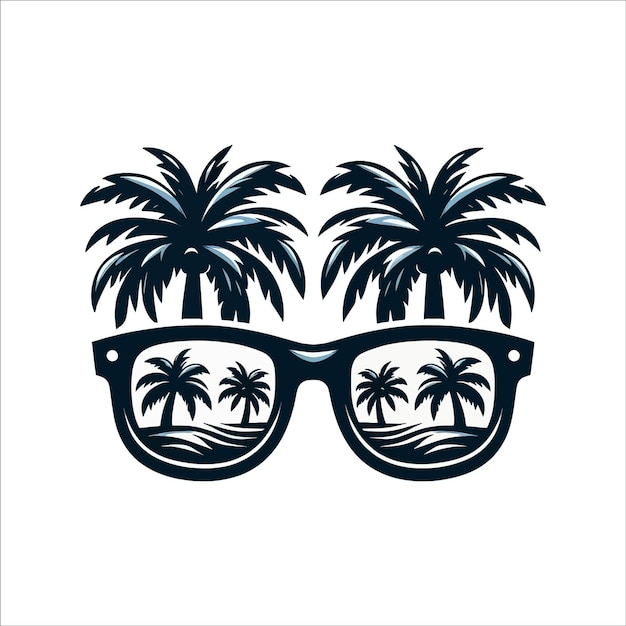 Clipart of sunglasses with palm trees on top of them vector art