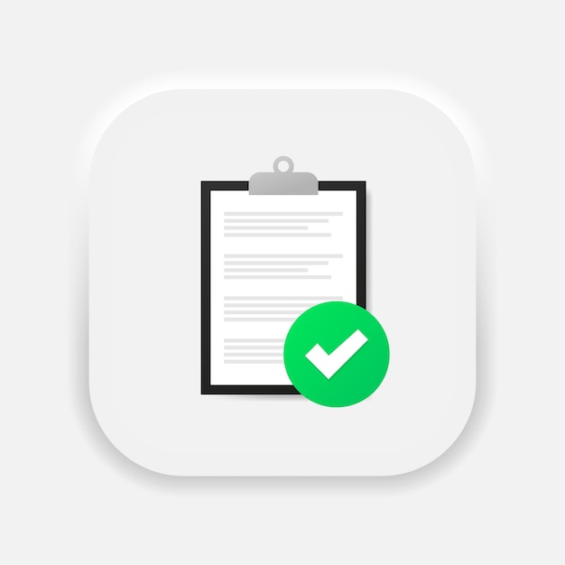 Clipboard with checklist icon Clipboard and check mark tick symbol in neumorphism style Vector EPS 10