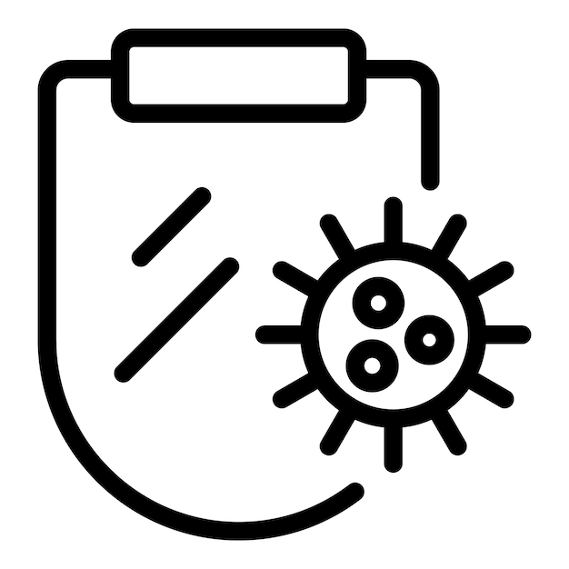 Clipboard with virus icon line art