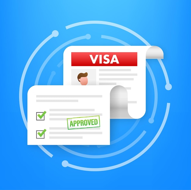 Clipboard with visa application Travel approval Immigration visa Vector stock illustration