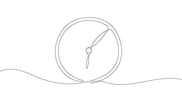 Vector clock continuous one line drawing on white background hand drawn alarm symbol