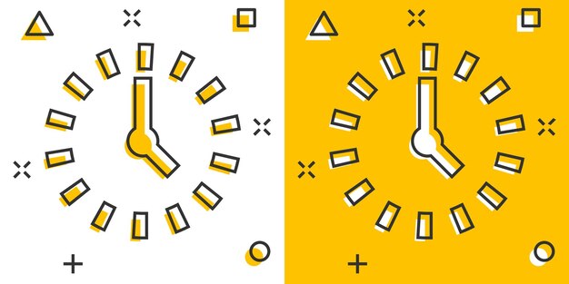 Clock countdown icon in comic style Time chronometer vector cartoon illustration pictogram Clock business concept splash effect