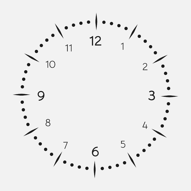 Clock face on a white background 12 hours watch dial with round scale Vector illustration