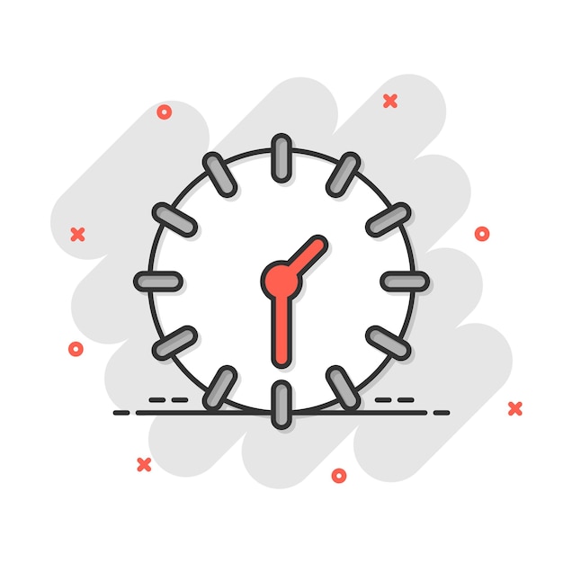 Vector clock icon in comic style watch cartoon vector illustration on white isolated background timer splash effect business concept