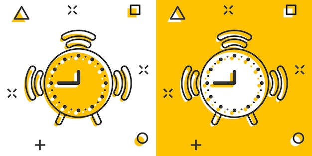 Clock icon in comic style Watch cartoon vector illustration on white isolated background Timer splash effect business concept