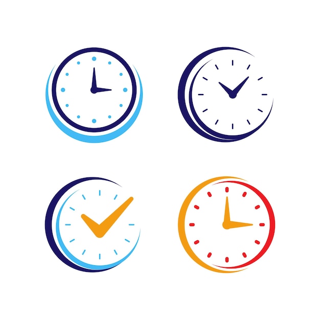 Clock icon vector. Flat design element watch isolated on white background