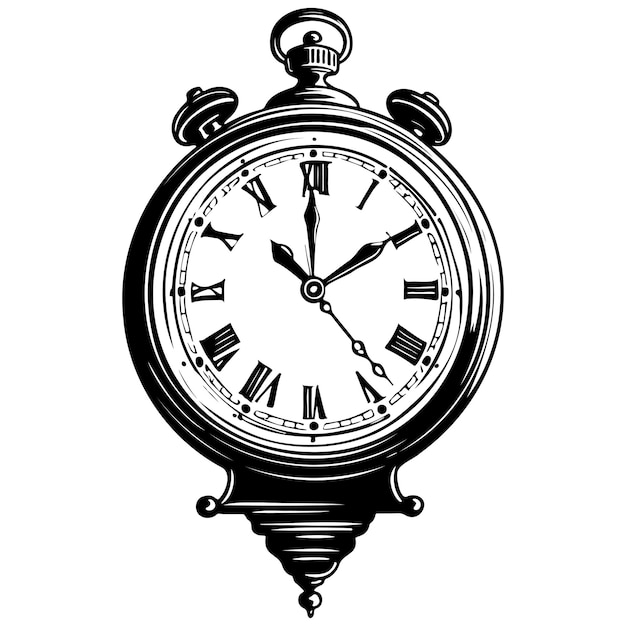 clock isolated hand drawn line illustration transparent background